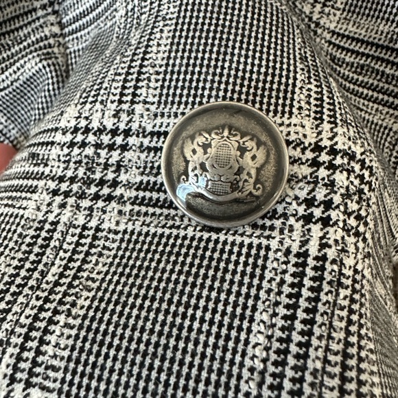 Zara size M grey and white plaid double breasted blazer - Picture 3 of 4